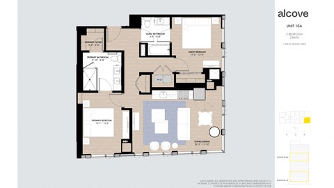 Floor plan for 2 beds, 2 baths, 1008 sqft